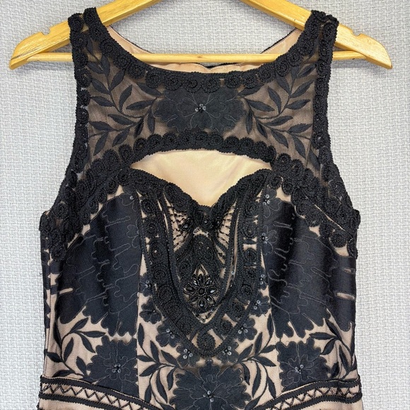 Vtg Sue Wong Black Lace Illusion Beaded Evening Cocktail Dress Sheer Back Small - Picture 2 of 12